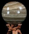 Polished, Banded Aragonite Sphere - Morocco #56986-1